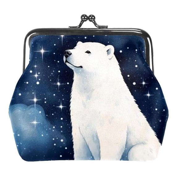 Polar Bear Stylish and Compact Coin Purse - 0.7 Microfiber Zinc Alloy Jaws, 4.3x4.7 in/11x12 cm - Small Zippered Pouch with Secure Storage for Your Coins, Bills, and Essentials