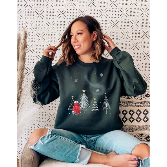 Polar Bear Sweater, Cute Winter Tree Sweatshirt, Winter, Vintage Classic Long-Sleeve Pullover, Cozy Winter Bear Shirt All Size S-5Xl