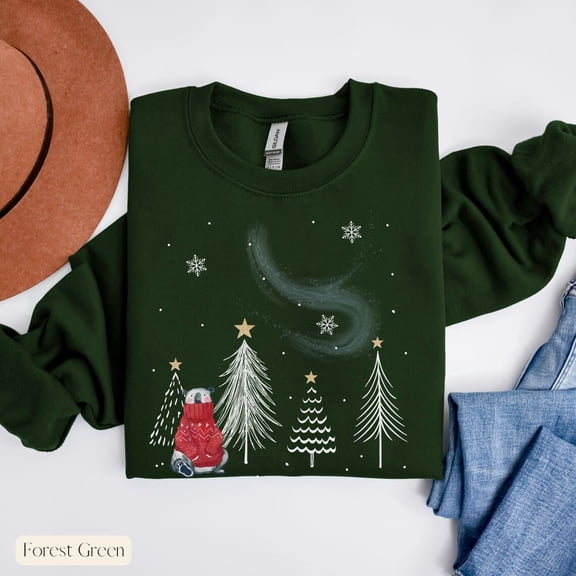 Polar Bear Sweatshirt, Cute Winter Tree Sweatshirt, Winter Sweatshirt, Winter Polar Bear Lover, Womens Winter Sweatshirt Tshirt All Size S-5XL
