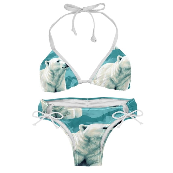 Polar Bear Swim Suit Bikini Set with Detachable Sponge & Adjustable Strap, Two-Pack - Ideal for Beach & Pool Parties!