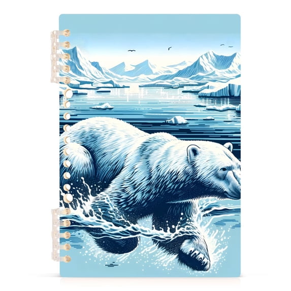 Polar Bear Swimming Spiral Journal Notebook College Ruled Notebook 8.3" x 5.7" A5 Lined Thick Paper Page