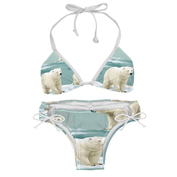Polar Bear Swimsuit Women Bikini Sets, Detachable Sponge Adjustable Strap Swim Suits, Two-Pack- Beachwear Pool Party Summer Vacation
