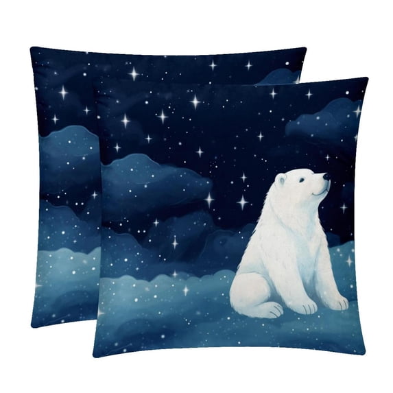 Polar Bear Velvet Throw Covers Pillow Inserts - Set of 2 Decorative Pillows with Unique Patterns for Home Decor, Couch, Bed - 16x16, 18x18, 20x20 Inches