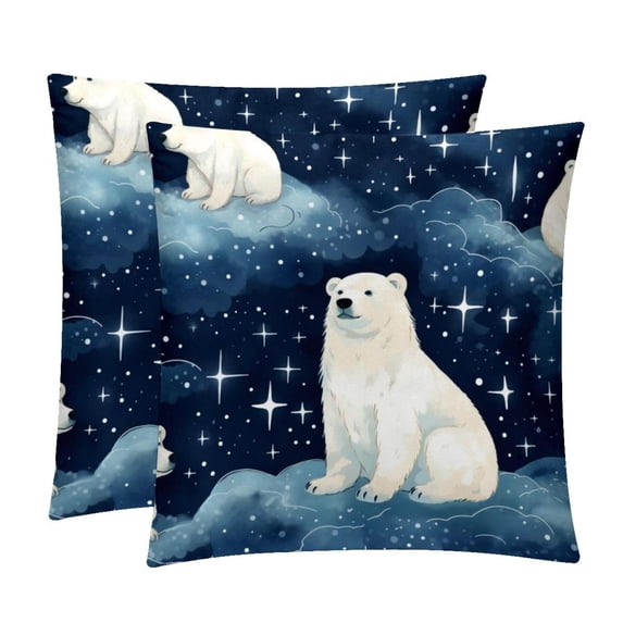 Polar Bear Velvet Throw Pillow Covers Set of 2 - Sizes 16x16, 18x18, 20x20 Inches - Decorative Pillows with Unique Patterns for Various Occasions