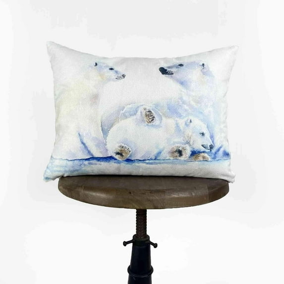 Polar Bear | Watercolor | Pillow Cover | Animals | 18x12 | Decorative Pillow Covers | Pillow Covers | Christmas Pillows | Decorative Pillows