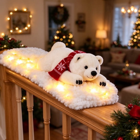 Polar Bear Winter Scene, Illuminated Christmas Banister Accent, A Snowy ...