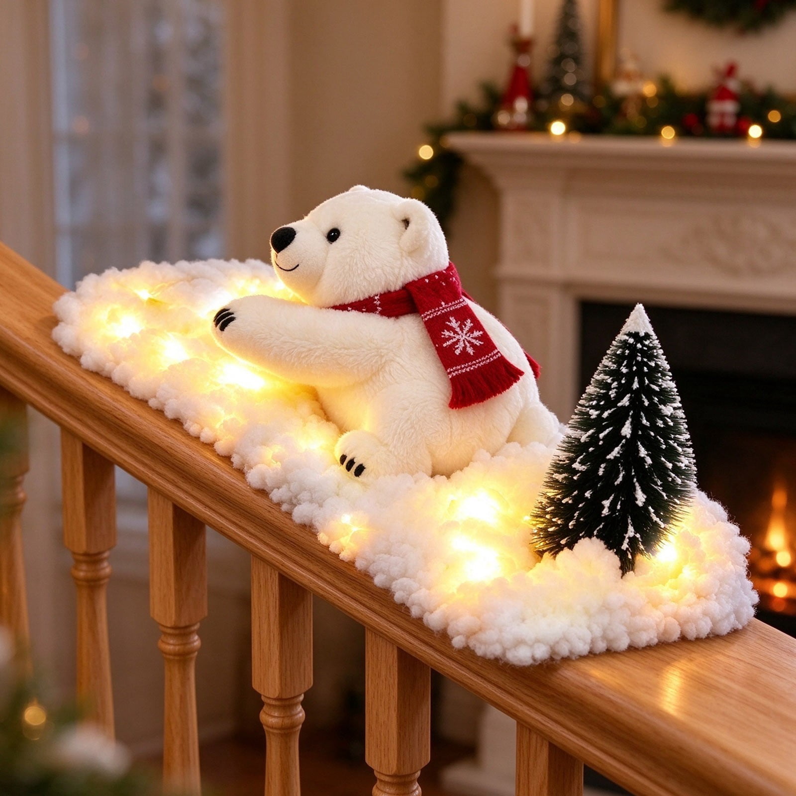Polar Bear Winter Scene, Illuminated Christmas Banister Accent, A Snowy ...