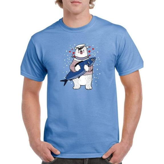Polar Bear With A Fish T-Shirt Men -Image by Shutterstock, Male Small