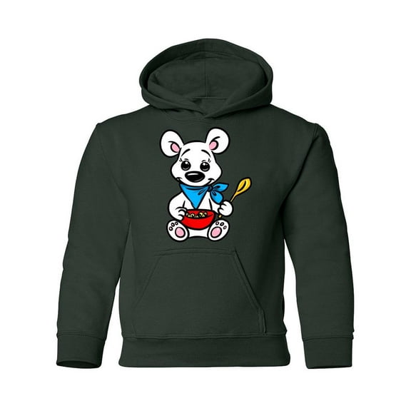 Polar Bear With Cereal Hoodie Juniors -Image by Shutterstock,  Medium