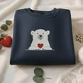 thumbnail image 1 of Polar Bear With Mini Heart Embroidery Sweatshirt, Cute Winter Animal Embroidery Shirt, Cozy Bear Crewneck, Sweet Bear Lover Gift, 1 of 5