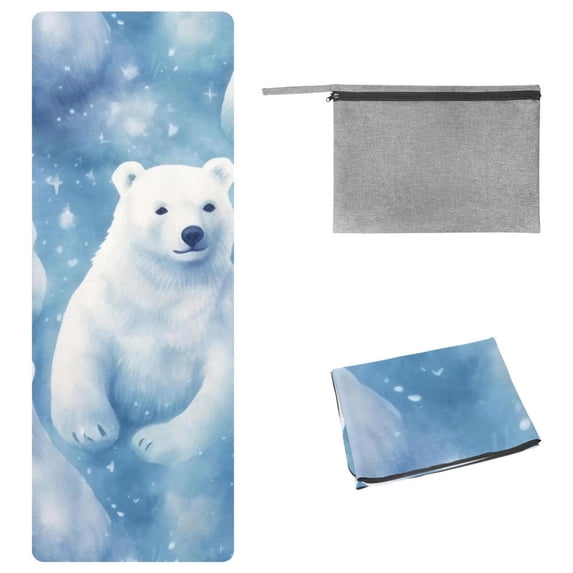 Polar Bear Yoga Blanket with Storage Bag, 72.8"x26.8" - Yoga, Pilates, and Fitness - Includes Yoga Towel and Mat Towel