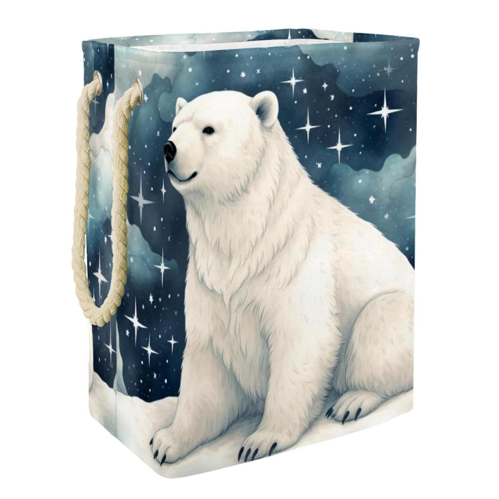 Starry Polar Bear Quilted Laundry Basket NCU0HNH519