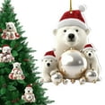thumbnail image 1 of Polar Bear in Santa Hat Ornament – Birch Wood Holiday Decoration – Arctic for Animal Lovers, 1 of 9