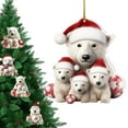 thumbnail image 1 of Polar Bear in Santa Hat Ornament – Birch Wood Holiday Decoration – Arctic for Animal Lovers, 1 of 9