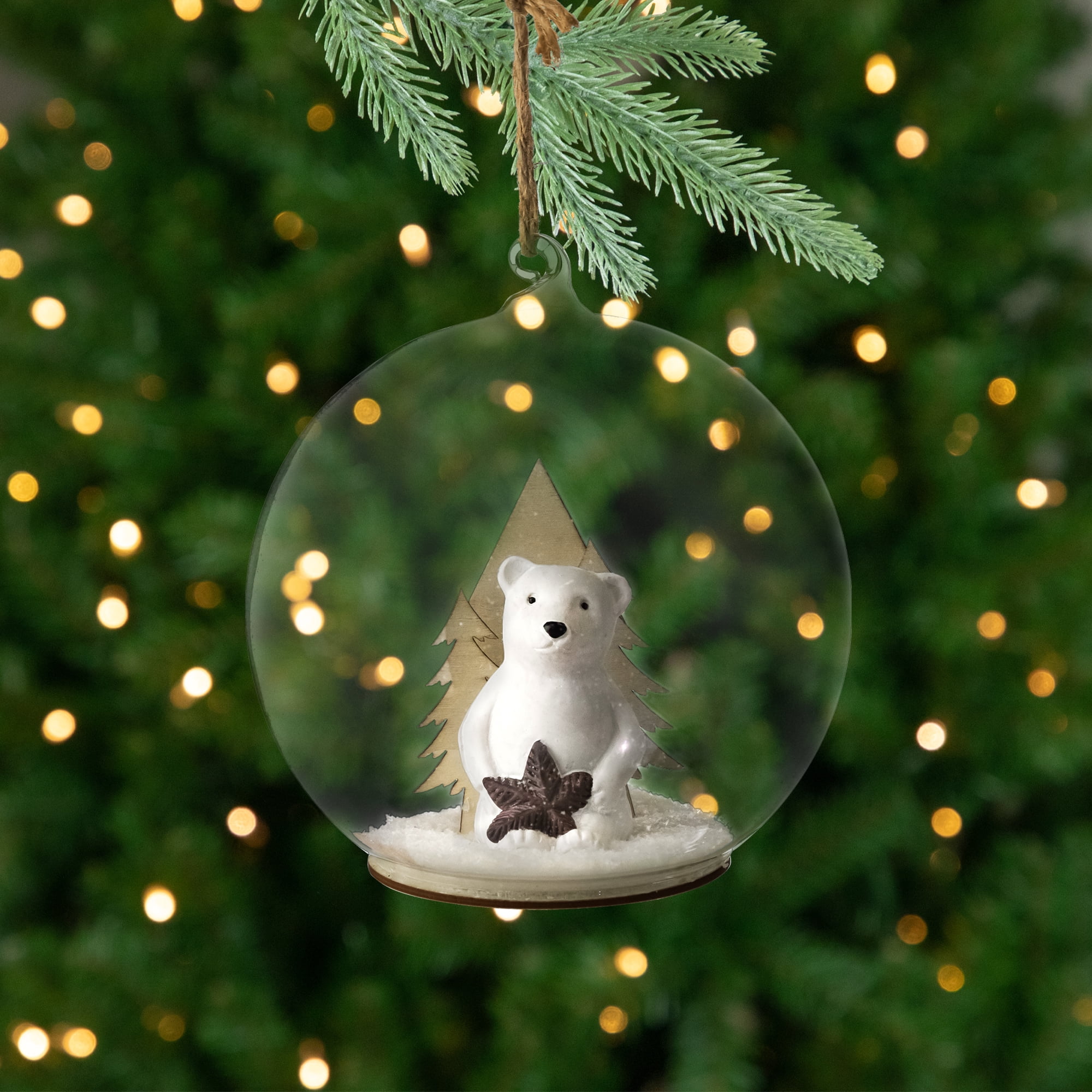 Northlight Polar Bear in Snow Glass Globe Christmas Ornament - 4.75 ...