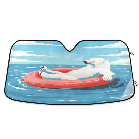 Polar Bear on Ocean Car Windshield Sun Shade Foldable Car Front Window Visor Heat and UV Protection 53x23.5