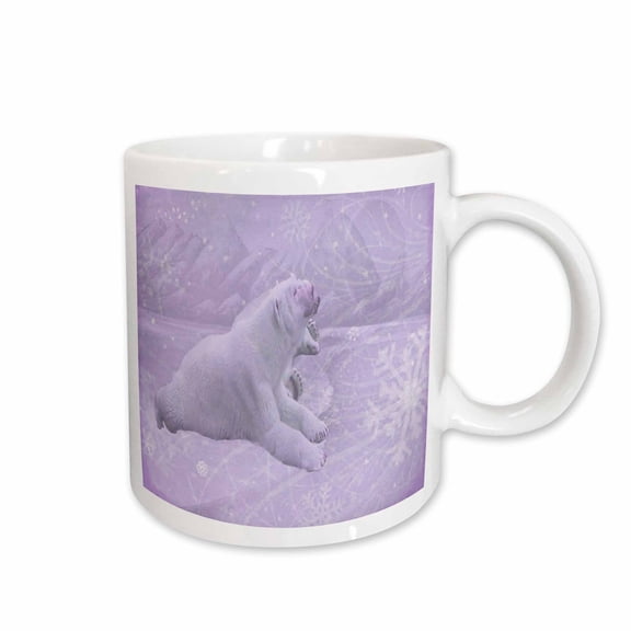 3drose, Polar Bears in the Snowflakes, Lavender, 15oz Mug
