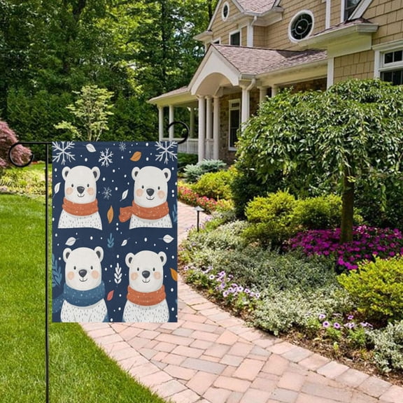 Polar Bears Snow Garden Flag Double Sided 12 x 18 Inch Outside Yard Decoration Outdoor Flag