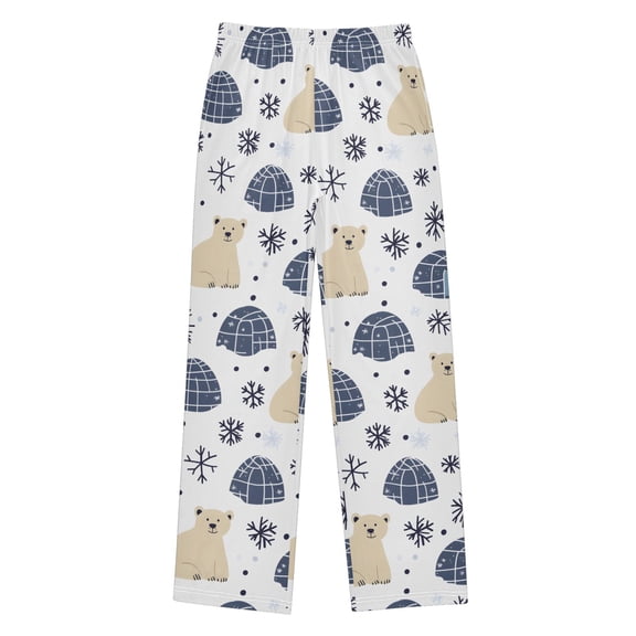 Polar Bears Snowflakes Pattern Pajama Pants Soft Lightweight Lounge Pants Bottoms Sleep Pants Warm Comfy