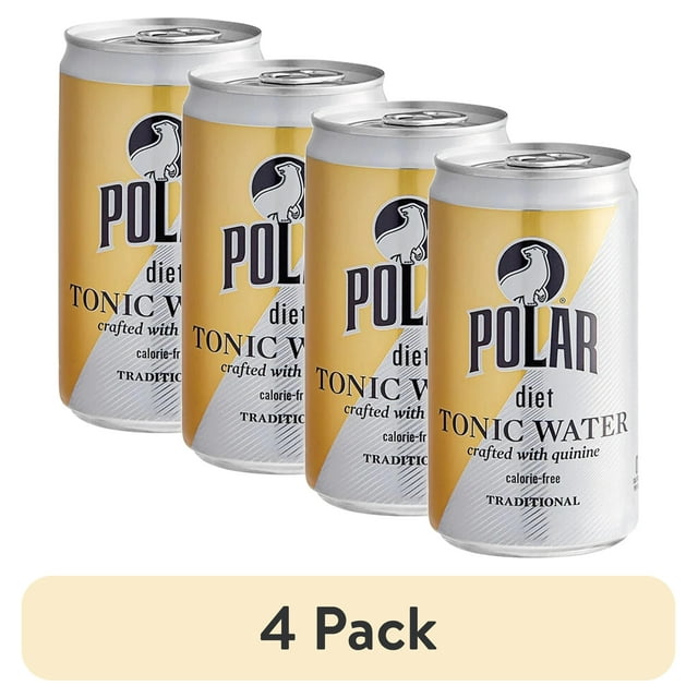 (4 pack) Polar Beverages, Diet Tonic Water, 7.5 fl oz Aluminum Cans, 6