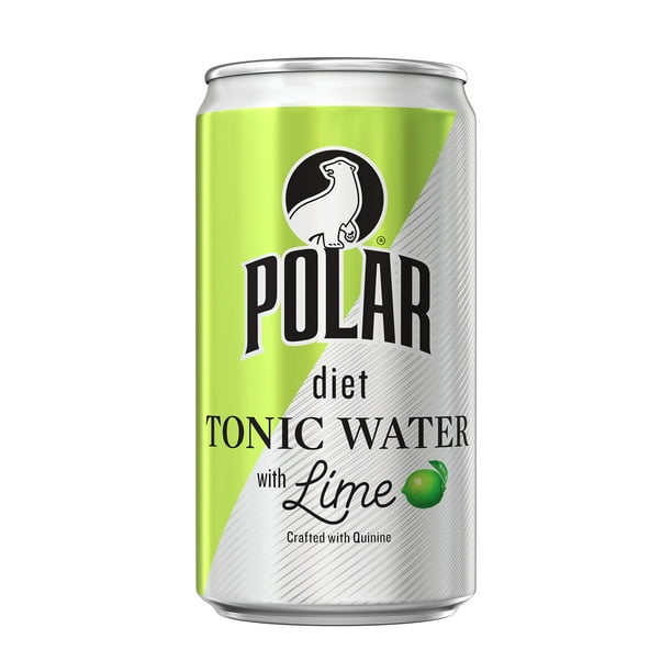 Polar Beverages Diet Tonic Water with Lime, 7.5 oz, 6 Pack Cans
