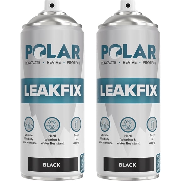 Polar Black Leak Fix Spray - 2 x 13.5fl. oz - Waterproof Roof Sealant - Instantly Seals Leaks and Cracks, for Lasting Protection on Roofs, Drainpipes & Gutter Repairs- for Interior and Exterior Use