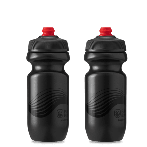 Polar Bottle Breakaway Wave Lightweight Bike Water Bottle 2-Pack - BPA-Free, Cycling & Sports Squeeze Bottle (Charcoal & Black 20 oz)