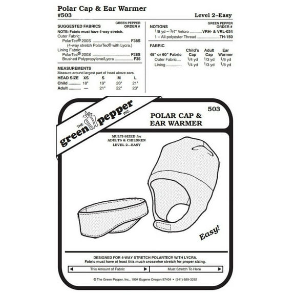 Polar Cap and Ear Warmer #503 For Adults and Children Ear Flap Hat Hats Headband Sewing Pattern (Pattern Only)