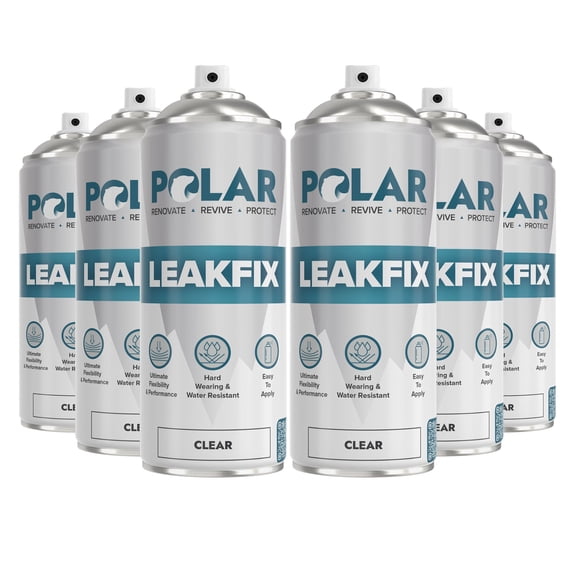 Polar Clear Leak Fix Spray, Waterproof Roof Sealant, 13.5 Fl Oz, 6 Pack