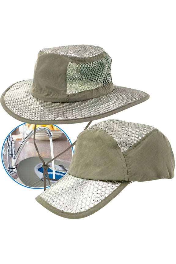Polar Cooling Sun Hat w/ Hydro Evaporative & UV Protection - SPF Reflective Bucket Brimmed Cap, Moisture-Wicking, Adjustable and Breathable for Summer Outdoor Activities - Men & Women