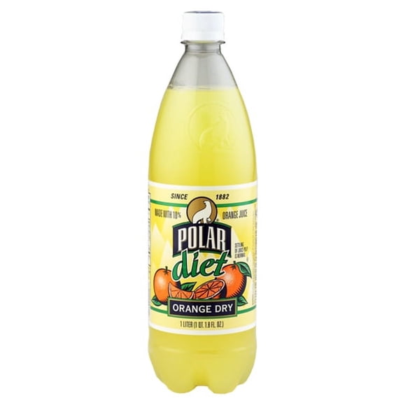 Polar Diet Orange Dry Soda 1 L Plastic Bottles - Pack of 12