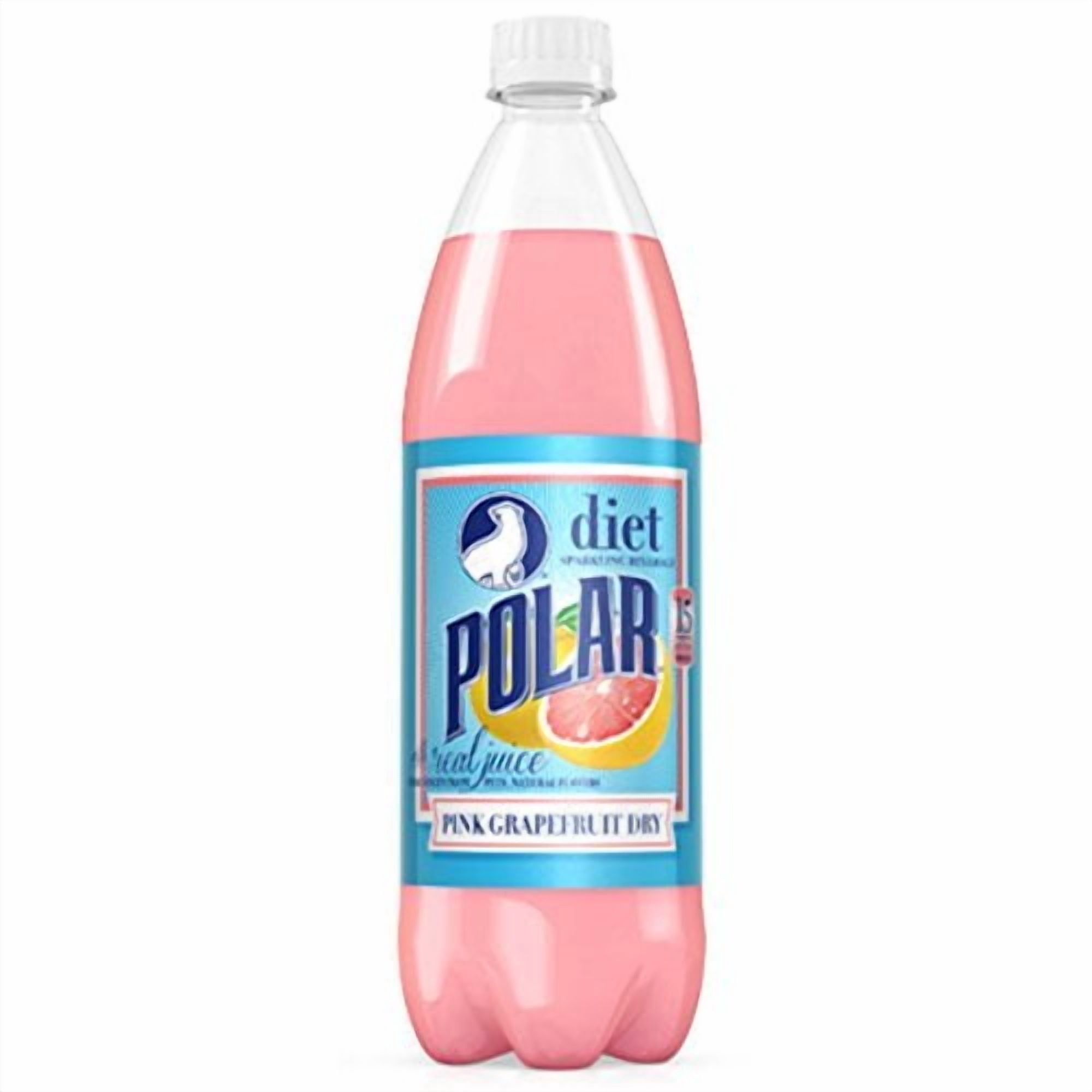 Polar Diet Pink Grapefruit Dry Soda 1 L Plastic Bottles - Pack of 12