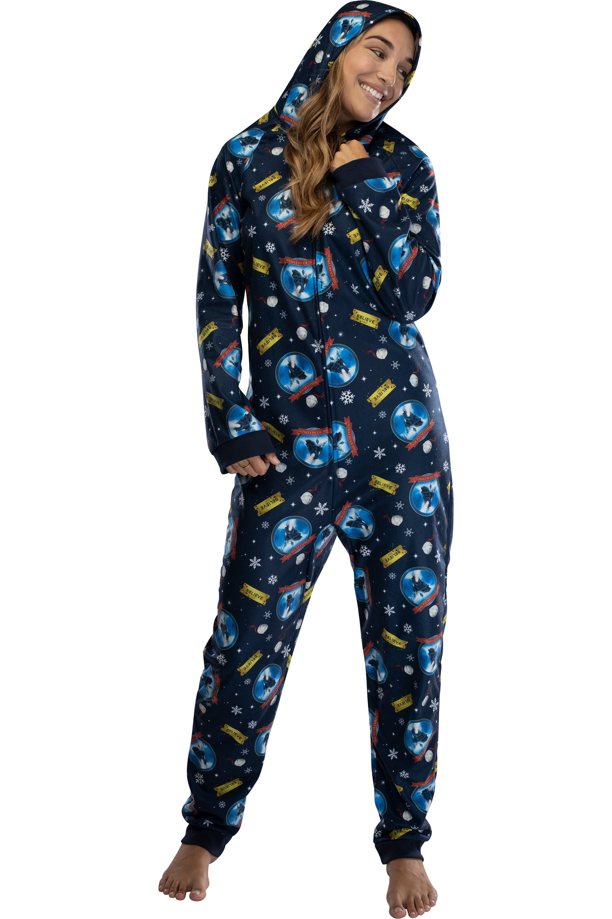 The Polar Express Adult Believe Hooded One-Piece Footless Sleeper