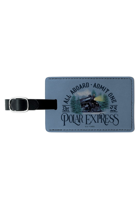 Polar Express All Aboard Rectangle Leather Luggage Card Suitcase Carry-On ID Tag