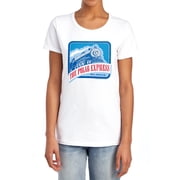 Polar Express All Aboard Womens T Shirt, White, Large