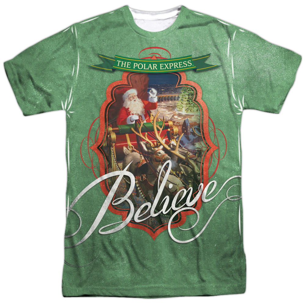 Polar Express Animated Fantasy Movie Santa Believe Adult Front Print T-Shirt - image 1 of 1