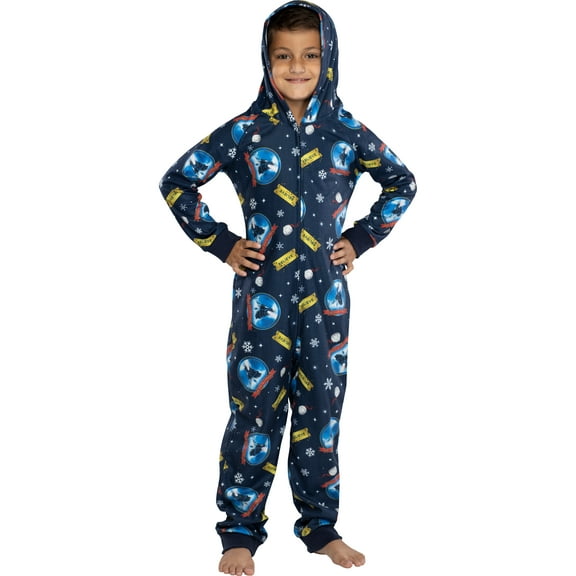 The Polar Express Kids' Believe Hooded One-Piece Footless Sleeper Union Suit Christmas Holiday Movie Pajama For Boys Girls
