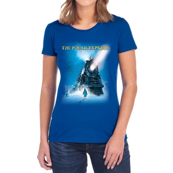 Polar Express Big Train Women's T Shirt, Royal, Medium