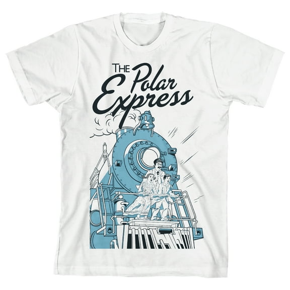 Polar Express Characters On Train Crew Neck Short Sleeve Boys' White T-shirt-Medium