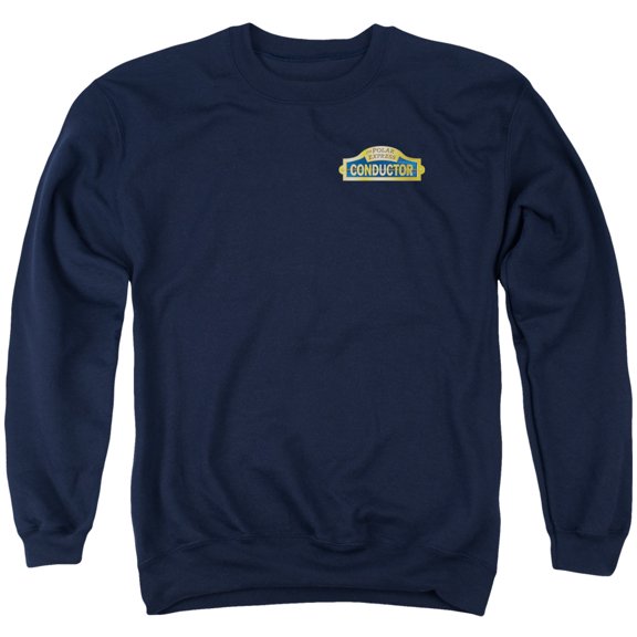 Trevco Sportswear WBM376-AS-3 Polar Express Conductor Adult Crewneck Sweatshirt, Navy - Large