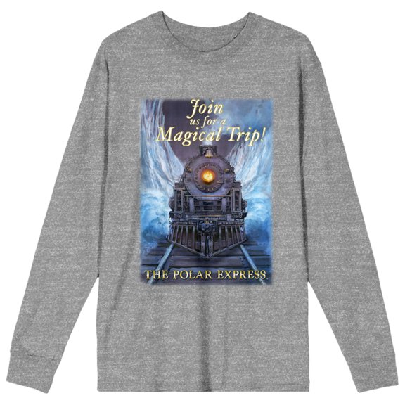Polar Express Join Us For A Magical Trip Crew Neck Long Sleeve Gray Heather Women's Tee-Large