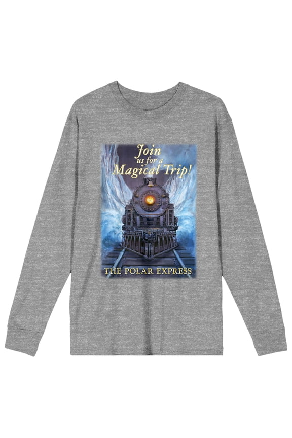 Polar Express Join Us For A Magical Trip Crew Neck Long Sleeve Gray Heather Women's Tee-Large