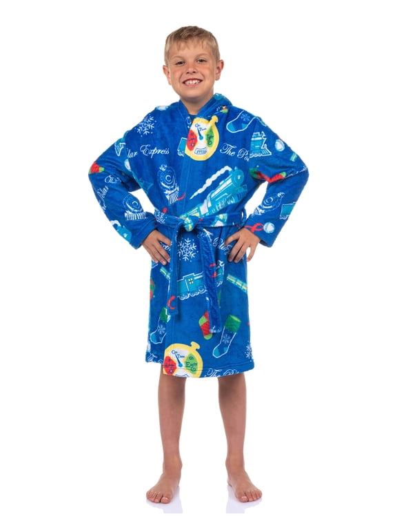 Polar Express Robe Boys' Movie Inspired Design Plush Hooded Bathrobe