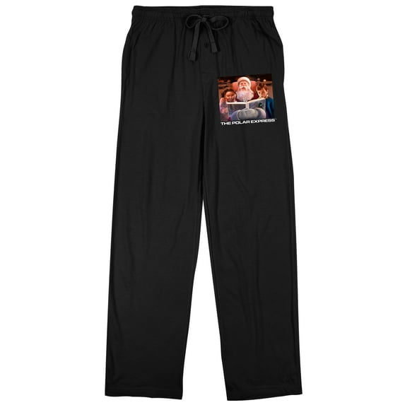 Polar Express Santa Reading Book to Kids Men's Black Sleep Pajama Pants