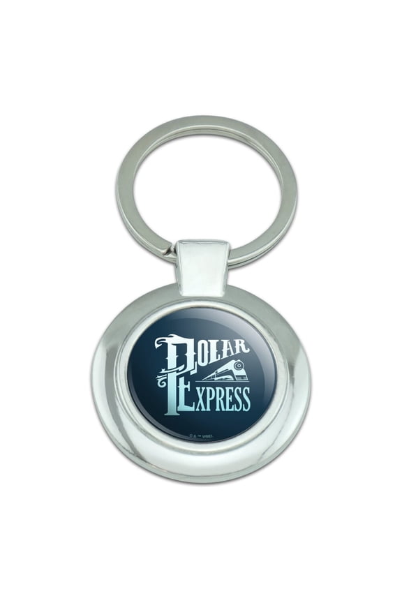 Polar Express Stacked Keychain Classy Round Chrome Plated Metal
