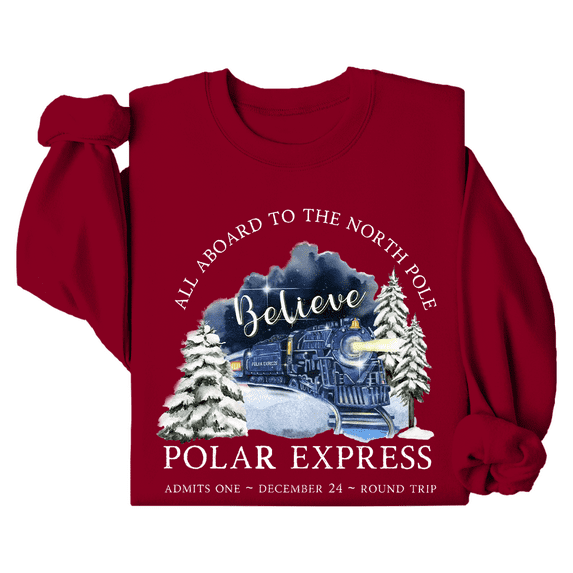Polar Express Sweatshirt, All Aboard to The North Pole Polar Express Christmas Sweatshirt, Believe Train Polar Express Sweatshirt