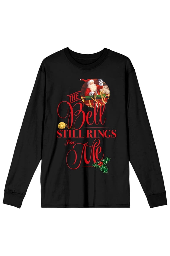 Polar Express The Bell Still Rings For Me Crew Neck Long Sleeve Women's Black Tee-Large