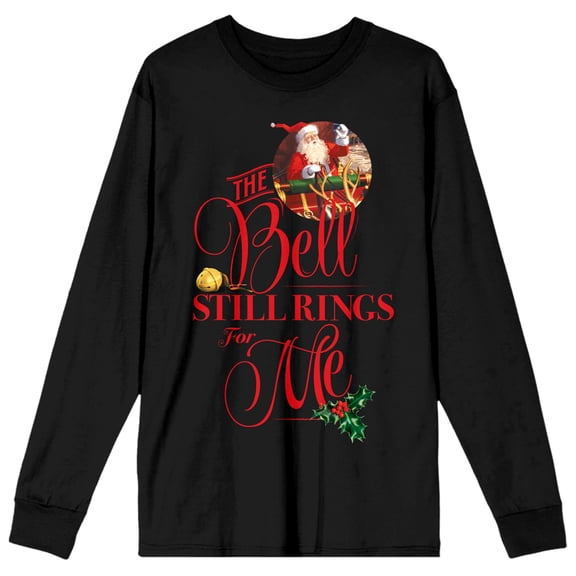 Polar Express The Bell Still Rings For Me Crew Neck Long Sleeve Women's Black Tee-XL