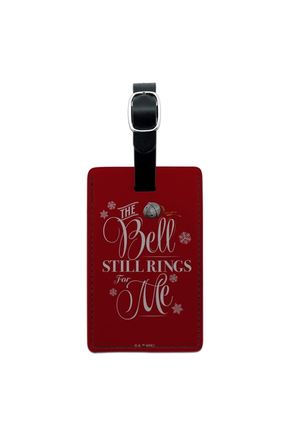 Polar Express The Bell Still Rings For Me Rectangle Leather Luggage Card Suitcase Carry-On ID Tag