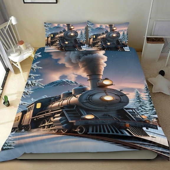 The Polar Express Themed Bed Sheet Set Three Piece Set 53x79 In ches Comfortable And Skin Friendly Unique Design Creating A Star Gifts For Family Friends fans